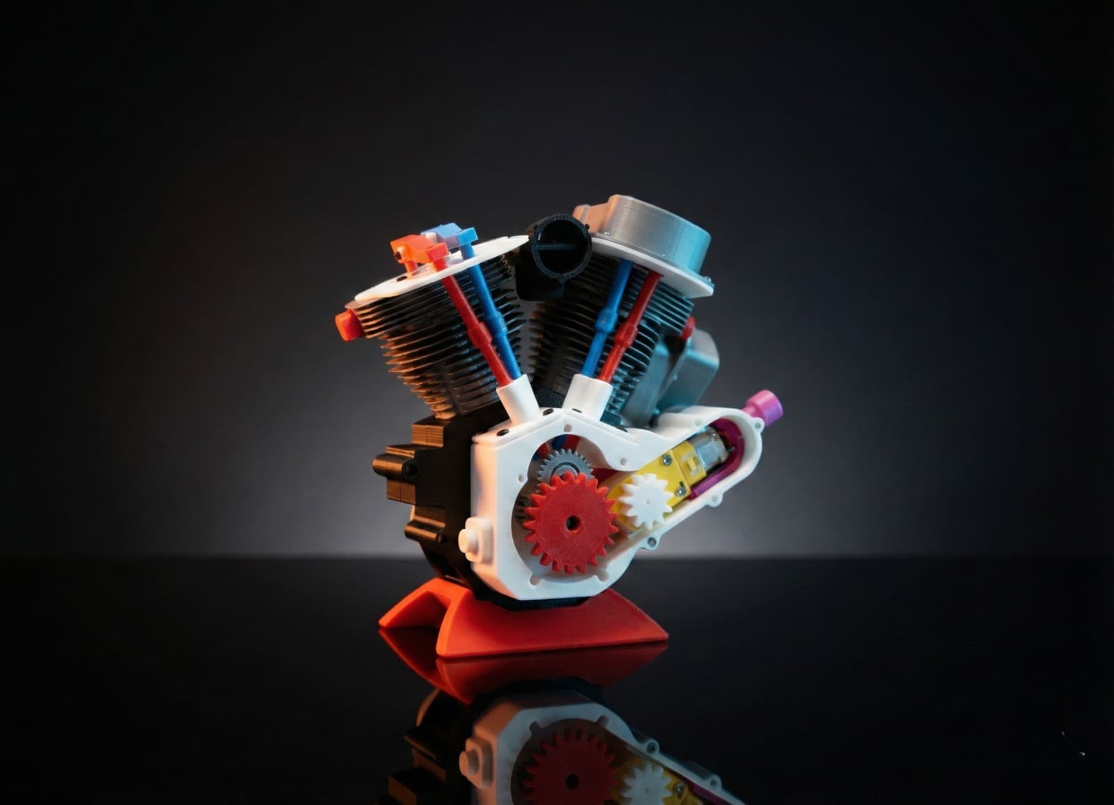 V-Twin Engine Cutaway Model - Functional Mechanical Assembly