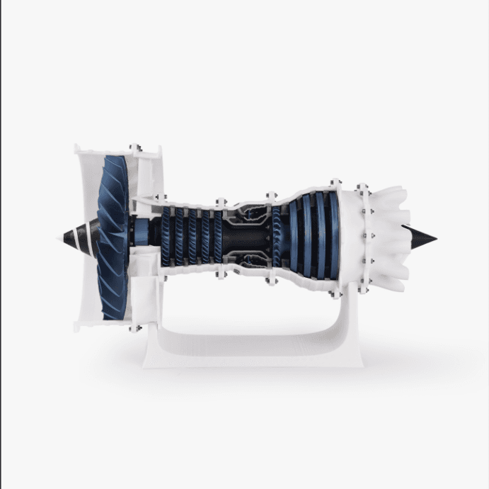 High-Bypass Turbofan Jet Engine Model - Educational Cutaway