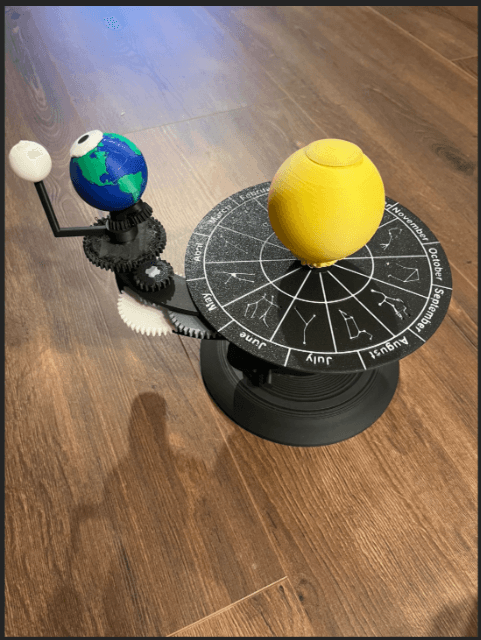 Fully 3D Printed Earth-Moon-Sun Orrery - Educational Astronomy Model